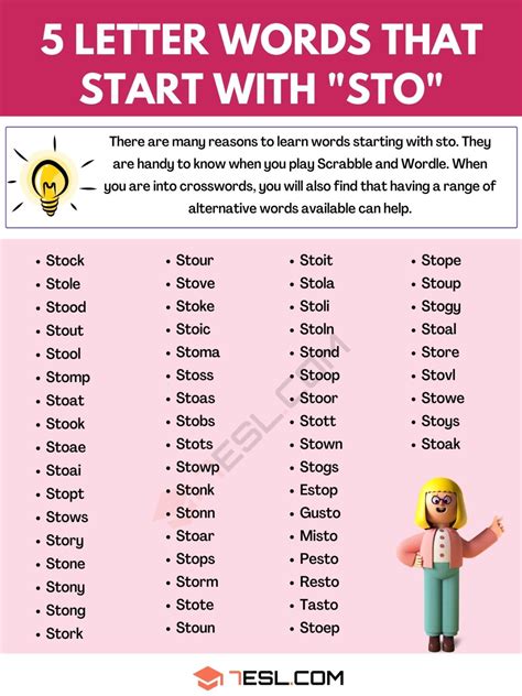 5 letter words beginning with sto|5 Letter Words that start with STO (STO